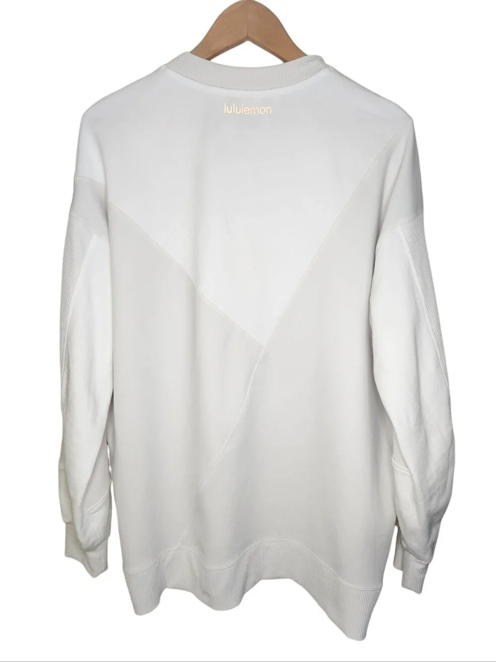 Lululemon Perfectly Oversized Crew Sweatshirt White Rose Gold Logo W3CQAS